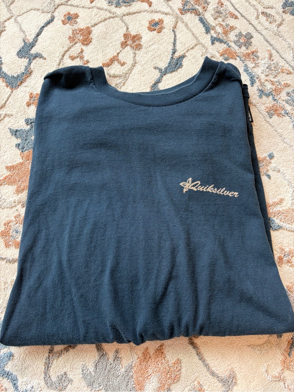 Quiksilver Navy Blue Logo Crew Neck Tee